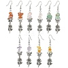 Natural Rose Quartz & Natural Green Aventurine & Natural South Red Agate & Natural Topaz Jade Dangle Earrings EJEW-JE06248-S-1