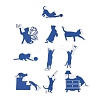 20Pcs 10 Styles Cat Shape Paper Waterproof Stickers STIC-P015-D03-1