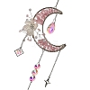 Flower Moon Metal & Natural Rose Quartz Chips Hanging Suncatcher GG-CBAB970-03A-2