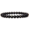 Natural Golden Sheen Obsidian Stone Round Beaded Stretch Bracelet SF8562-24-1