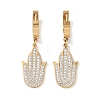 Hamsa Hand 304 Stainless Steel Polymer Clay Rhinestone Dangle Earrings EJEW-L283-003G-1