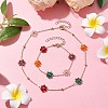 Glass Flower Links Bracelets & Necklaces Sets SJEW-JS01296-2
