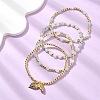 4Pcs 4 Styles Adjustable Natural Aquamarine & Synthetic Hematite Bead Bracelets BJEW-JB14151-02-3
