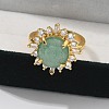 Sunflower Natural Green Aventurine Finger Rings RJEW-B113-03G-03-2