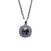 Square Alloy Rhinestone Pendant Necklace & Stud Earring & Finger Ring Sets WG30FCB-02-5