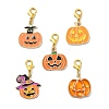 5Pcs 5 Styles Halloween Pumpkin Alloy Enamel Pendant Decorations PALLOY-JF02818-1