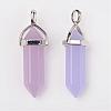 Bullet Imitation Jade Glass Pointed Pendants G-F295-01B-2