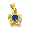 Flower Rack Plating Brass Micro Pave Cubic Zirconia Pendant KK-H485-01G-01-1