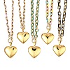304 Stainless Steel Enamel Photo Heart Locket Pendant Cable Chain Necklaces with OT Clasps for Women Men NJEW-JN06005-2