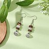 Natural Coconut Bodhi & Alloy Dangle Earrings EJEW-JE06173-01-2