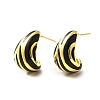 Brass Enamel Stud Earrings EJEW-B120-02G-03-2