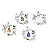 Brass Clear Cubic Zirconia Glass Pendants ZIRC-C024-20P-1