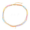 Colorful Glass Seed Beaded Initial Pendant Double Layer Necklaces QS3881-10-1
