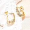 Brass Micro Pave Clear Cubic Zirconia Stud Earrings for Women EJEW-U056-04A-G-2
