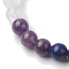 Chakra 8mm Round Natural Quartz Crystal & Amethyst & Lapis Lazuli & Quartz & Green Aventurine & Rose Quartz & Red Jasper BJEW-JB10624-03-3