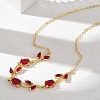 Brass Pave Cubic Zirconia Rose Flower Link Cable Chain Necklaces for Women NJEW-C121-05B-07G-3