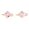 Brass Pave Cubic Zirconia Rhombus Connector Charms KK-P347-04G-01-2