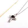 Cubic Zirconia Cross with Heart Urn Ashes Pendant Necklace BOTT-PW0001-26P-A-1
