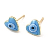 Enamel Heart with Evil Eye Stud Earrings EJEW-E274-02G-08-1