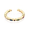 Brass Micro Pave Cubic Zirconia Cuff Rings for Women KK-T071-68G-2