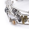 Five Loops Natural Labradorite & Moonstone Wrap Bracelets BJEW-JB04488-04-2