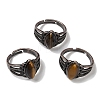 Natural Tiger Eye Horse Eye Adjustable Rings RJEW-K271-05R-13-1