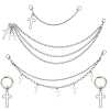 8Pcs 4 Styles Cross Zinc Alloy Shoe Curb Chains & Shoe Charms AJEW-CP0006-43-1