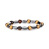 8mm Round Naturla Tiger Eye & Twist Synthetic Non-magnetic Hematite Beaded Stretch Bracelets for Women Men UP4024-2-1