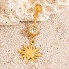 304 Stainless Steel Crystal Rhinestone Carved Barbell Dangle Belly Rings STAS-C147-18A-G-2