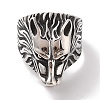 Viking 304 Stainless Steel Wolf Head Wide Finger Rings for Mens RJEW-U005-16A-AS-2