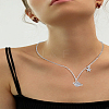 1Pc Alloy Crystal Rhinestone Star Planet Pendant Necklaces for Women NJEW-LP0003-20P-1