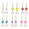 6 Pairs 6 Colors Natural Shell Pearl Beads & Glass Seed Dangle Earrings EJEW-MZ00310-1