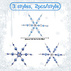 6Pcs 3 Styles Glass Beaded Snowflake Multi-Strand Links PALLOY-SP00003-2