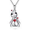 Halloween Alloy Enamel Red Heart Gothic Doll Pendant Necklaces for Unisex WGBCC68-01-2