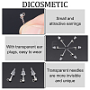 DICOSMETIC 50Pcs Transparent Painless Prevent Allergy Resin Stud Earring Findings with Stainless Steel Findings KY-DC0001-03-4