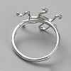 Anti-Tarnish Rhodium Plated 925 Sterling Silver Adjustable Rings Base STER-WH0011-27P-3