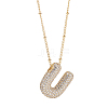 1Pc Brass Micro Pave Cubic Zirconia Letter Pendant Necklaces NJEW-LP0001-43U-G-1