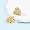 Heart Brass Micro Pave Cubic Zirconia Stud Earrings EJEW-B153-19G-02-3