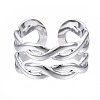 Non-Tarnish 304 Stainless Steel Twist Wrap Open Cuff Ring RJEW-T023-06P-1