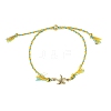 Ocean 304 Stainless Steel Link Adjustable Braided Polycotton Metallic Cord Slider Bracelets BJEW-JB14245-03-4