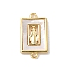 Brass Pave Natural White Shell Religion Connector Charms KK-S522-04A-G-1