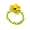 4Pcs 4 Colors Flower Glass Beads Stretch Rings Sets for Women RJEW-TA00141-5