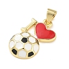 Football Theme Brass Enamel Pendants KK-A303-01B-G02-2
