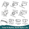 9Pcs 9 Styles Brass Ring Components KK-NB0004-37-2