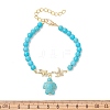 304 Stainless Steel & Synthetic Turquoise Charm Bracelets BJEW-JB14065-5