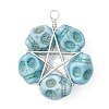 Halloween Dyed Synthetic Turquoise Skull Beaded Pendants PALLOY-TA00297-05-1