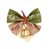 Christmas Linen Big Bowknot with Iron Bell Decorations AJEW-S088-02C-2