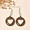 304 Stainless Steel Wood Hollow Heart Dangle Earrings EJEW-M074-03P-4