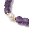Natural Amethyst & Cultured Freshwater Pearl Beaded Stretch Bracelets for Women BJEW-JB13327-3