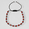 Natural Red Jasper Beads Braided Bead Bracelets for Men FW9359-6-1